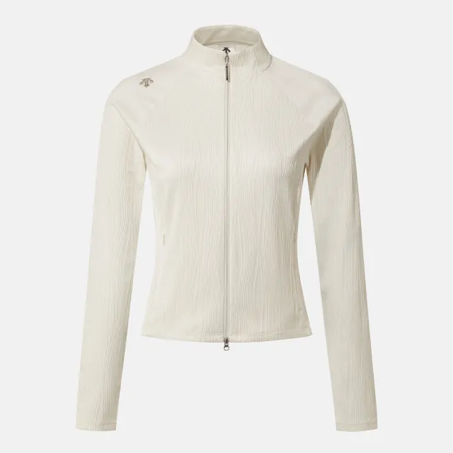 【DESCENTE】外套 女 運動立領外套 WS RIBBED SLIM FIT STAND-NECK TRAINING ZIPUP 象牙白 SR322PFT71-IVY0