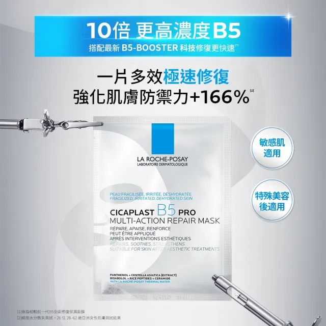 【理膚寶水】獨家上市★全面修復超值組 升級版 B5全面修復保濕面膜 5片入+B5+全面修復霜 40ml_A