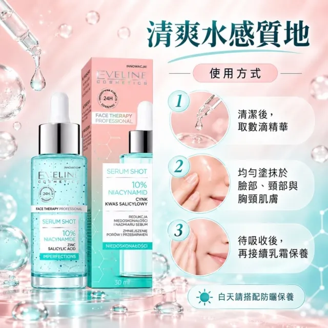 【Eveline Cosmetics】高濃度精華系列 10%複合菸鹼醯胺控油精華 30ml(波蘭原裝)