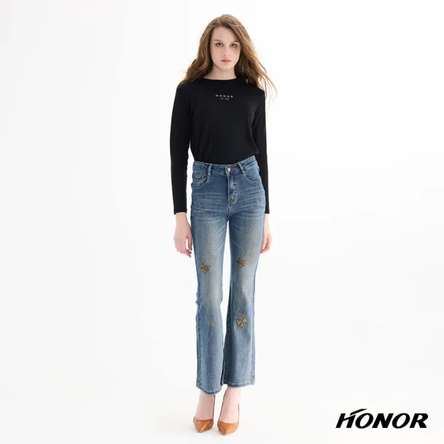 【HONOR 山形屋】簡約品牌字母印花長袖上衣-白/黑