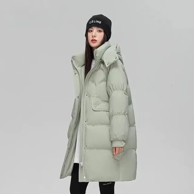 【巴黎精品】多款真羽絨衣90%白鴨絨防風保暖羽絨外套(連帽寬鬆中長版女秋冬外套女休閒大尺碼女裝n1lm64)