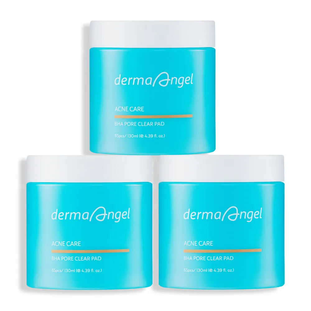 【derma Angel 護妍天使】毛孔淨化爽膚棉片 - 水楊酸煥膚囤貨3入組 (65片/入)