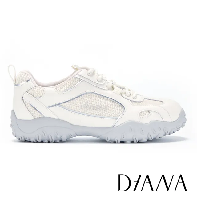 【DIANA】潮流異材質厚底運動風老爹鞋 銀色