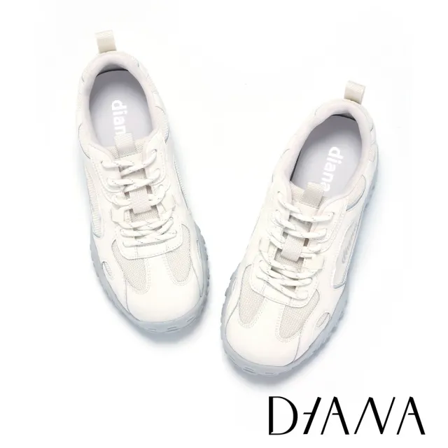 【DIANA】潮流異材質厚底運動風老爹鞋 銀色
