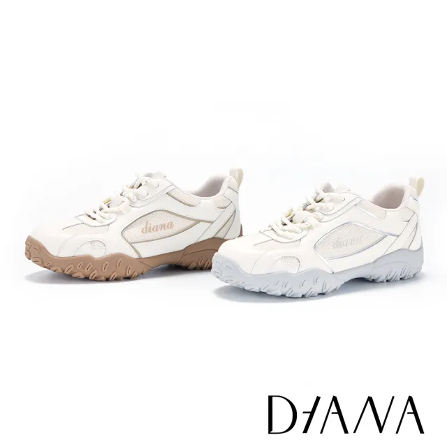 【DIANA】潮流異材質厚底運動風老爹鞋 銀色