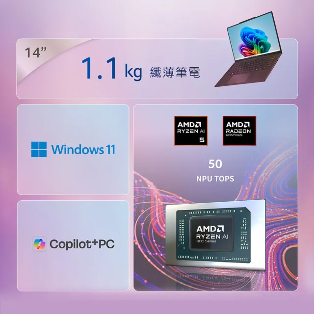 【Acer 宏碁】14吋Ryzen AI 5 3K OLED輕薄AI筆電-勃根地紅(Swift Air/SFA14-61M-R30L/R5-330/16G/512G/W11)