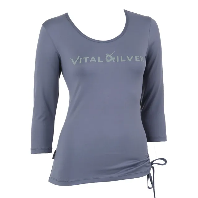 【Vital Silver 銀盾】女U領印花七分袖上衣 運動上衣 機能上衣 休閒上衣(台灣製/透氣舒適/活動自在)