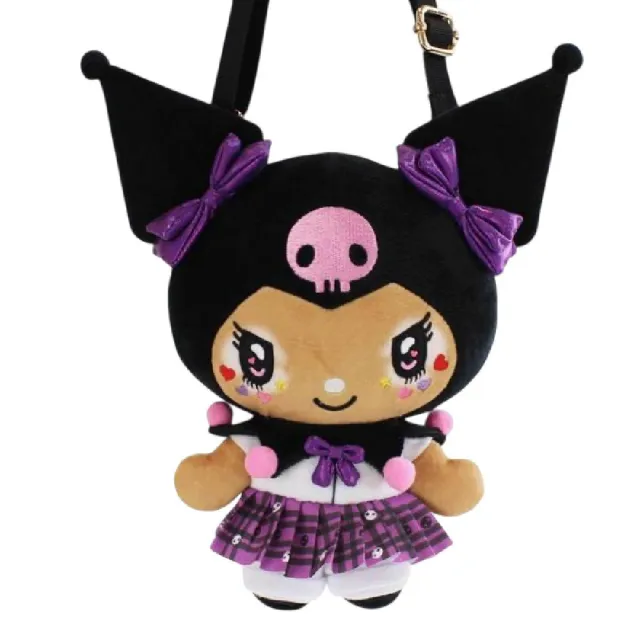 【小禮堂】雙11 Sanrio 三麗鷗 絨毛玩偶斜背包 古銅辣妹款 酷洛米 美樂蒂