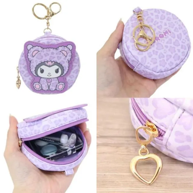 【小禮堂】Sanrio 三麗鷗 皮質造型零錢包吊飾 (豹紋熊款) Kitty 大耳狗 酷洛米