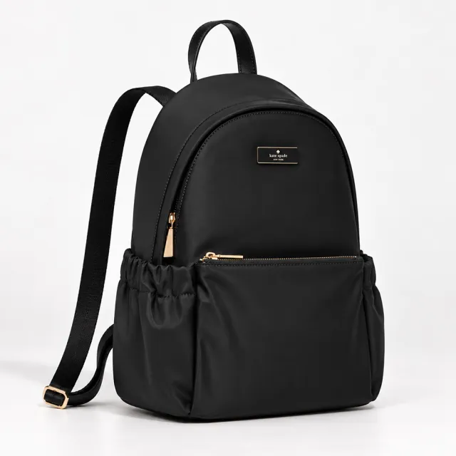 【KATE SPADE】Carter 輕量尼龍後背包-經典黑色|A4大容量 通勤旅行雙肩包