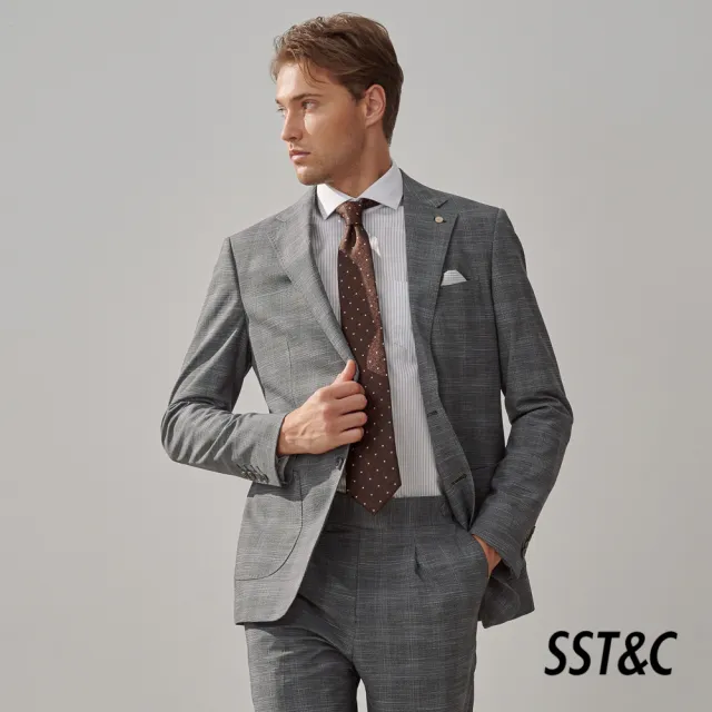 【SST&C】男裝 灰色千鳥格修身版西裝外套0112308009(換季65折)