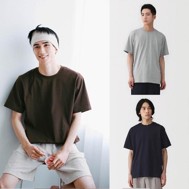 【MUJI 無印良品】男天竺圓領短袖T恤(白色/灰色/黑色/暗藍/粉米/淺綠/煙燻藍/深藍/卡其綠/煙燻棕)