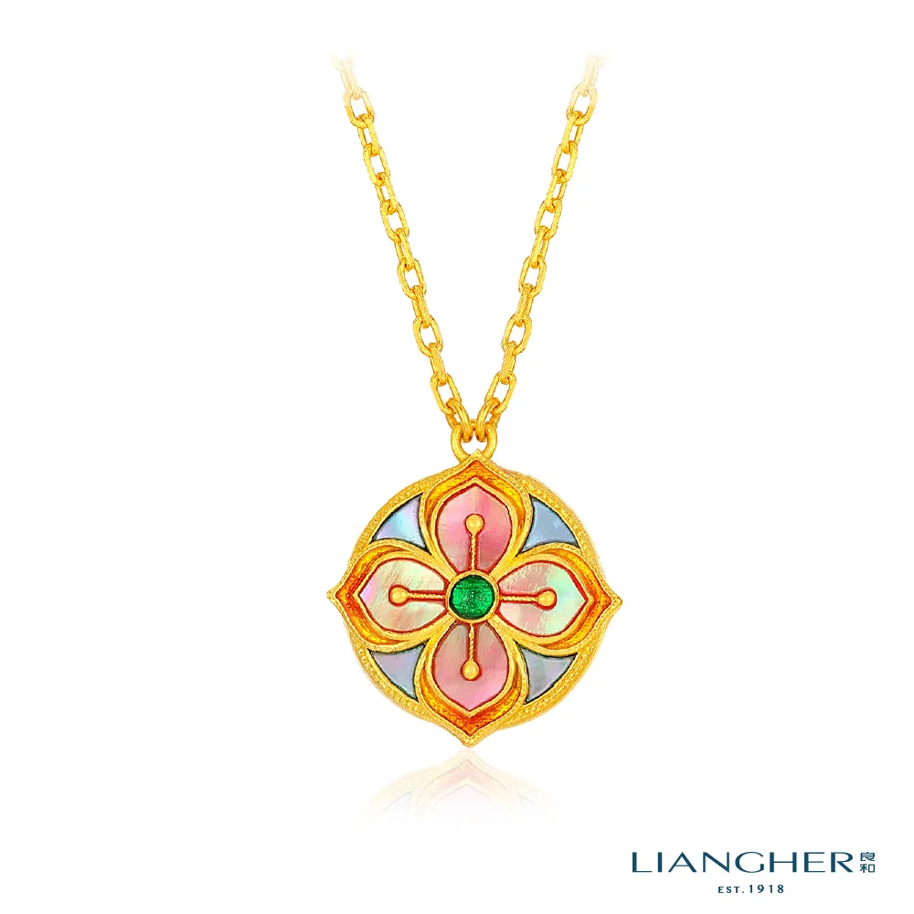 【良和時尚珠寶】黃金項鍊 典雅幾何花卉古法金套鍊 (金重:1.87錢±0.01)