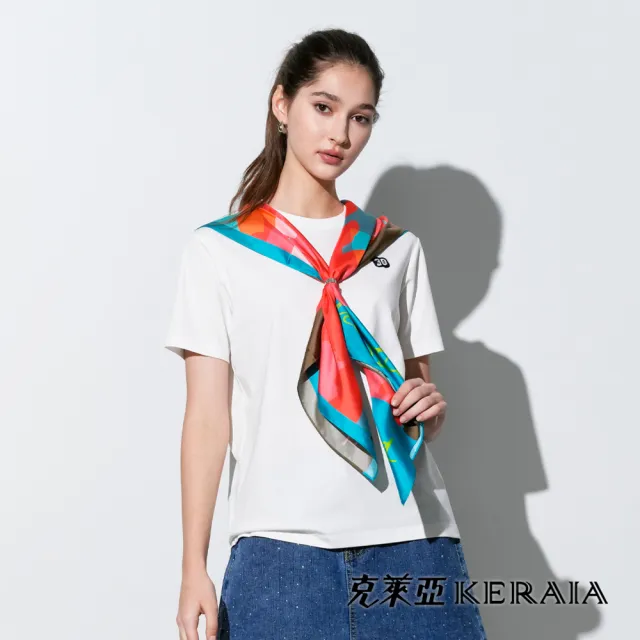 【KERAIA 克萊亞】魅力價-花影流光剪影花卉絲巾