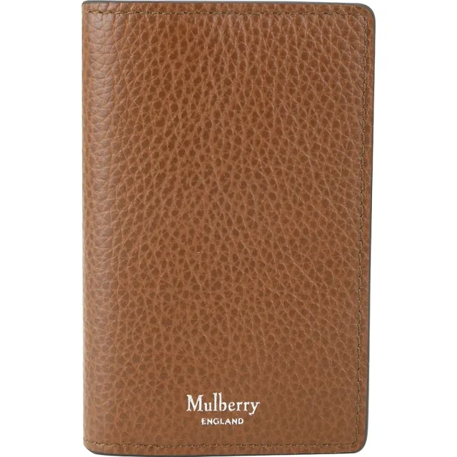 【MULBERRY】荔枝紋牛皮 扣式卡片夾(棕色 質感真皮 英國精品)