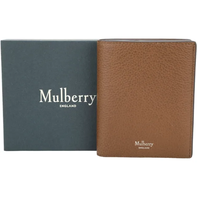 【MULBERRY】男夾 荔枝紋牛皮 9卡層三折短夾(棕色 質感真皮 英國精品)