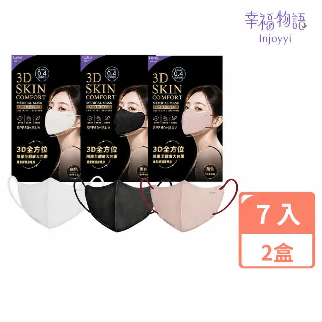 【Injoyyi 幸福物語】蠶絲護眼角 3D立體醫用口罩 7入/2盒組（3色可選 成人適用 單片包裝)