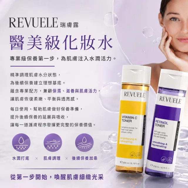 【REVUELE 瑞膚露】化妝水200ml x2入(A醇緊緻/維他命C亮白)