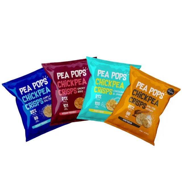 【PALIER】Pea Pops - 特惠10入組 英國維根、無麩質脆片(起司洋蔥、經典薄鹽、蜂蜜海鹽、炭烤BBQ)