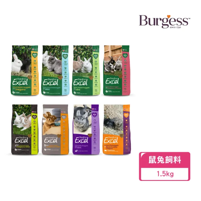 【Burgess 伯爵】鼠兔龍貓飼料1.5kg(成兔/幼兔/龍貓/天竺鼠)