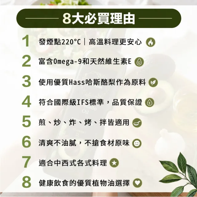【Eternam】 西班牙原裝進口酪梨油1000mlx3入(耐高溫達220度 油質穩定、百搭好油)