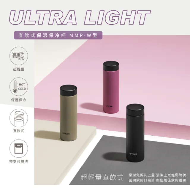 【TIGER 虎牌】買1送1雙層不鏽鋼保溫瓶300ml(MMP-W030輕量隨行杯/保溫保冰)