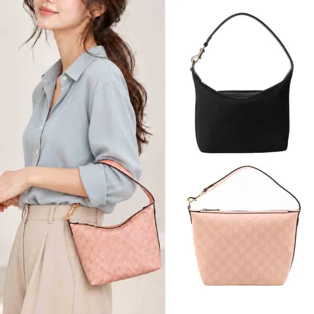 【GUCCI 古馳】795170/795168 經典GG緹花LOGO帆布/塗層帆布手提側肩彎月包(款式任選)