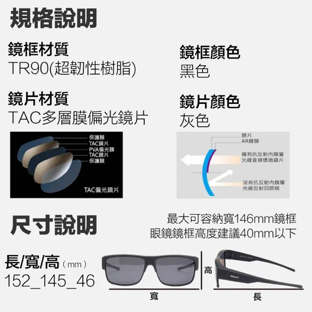 【Hawk 浩客】高質感偏光套鏡 外掛式偏光太陽眼鏡 HK1022 col.02(抗UV 防眩光 墨鏡 釣魚)