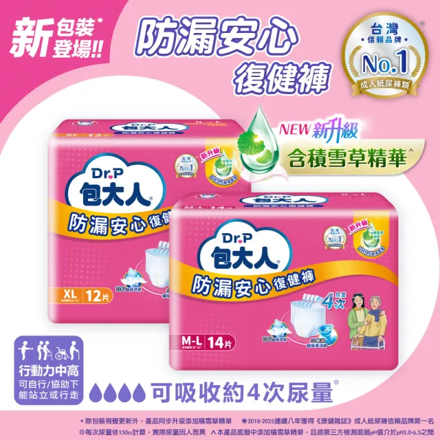 【包大人】輕舒超薄褲/活力隱形褲/防漏安心復健褲M-L/XL(4包/箱購 褲型 成人紙尿褲 尿布)
