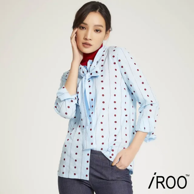 【iROO】印花結飾襯衫