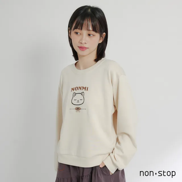 【non-stop】NONMI慵懶貓咪刺繡T恤-2色