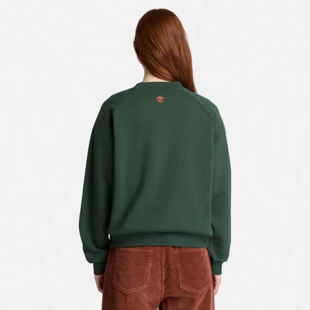 【Timberland】女款綠色刷毛圓領長袖上衣(0YH5D398)