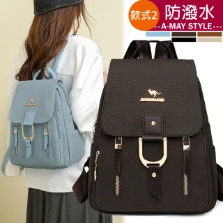 【Amay Style 艾美時尚】秋新品 女包 旅行雙肩包 防潑水質感壓紋設計手提雙肩後背包(5色共兩款.預購)