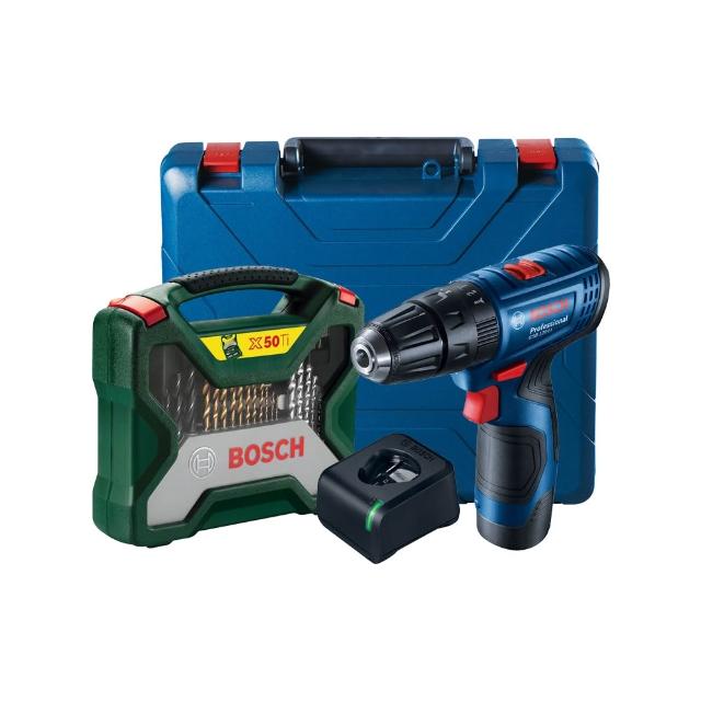 【BOSCH】momo獨家 12V鋰電震動電鑽鍍鈦配件套裝 GSB120-LI+X-line50TiN(2.0Ahx1)