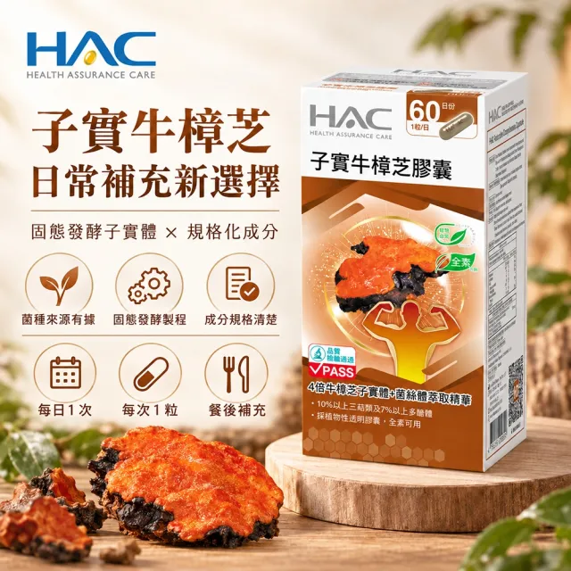 【永信藥品】高濃縮子實牛樟芝膠囊(每瓶60粒/多醣體/三萜類/4倍濃縮精華/子實體萃取/熬夜/應酬/上班族)