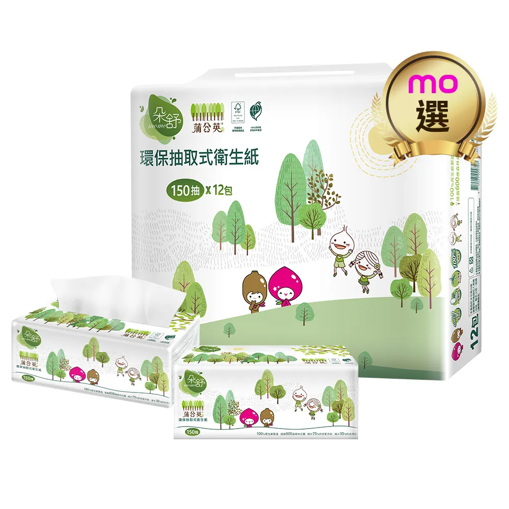【朵舒】《朵舒x蒲公英》環保抽取式衛生紙(150抽x72包/箱/mo選)