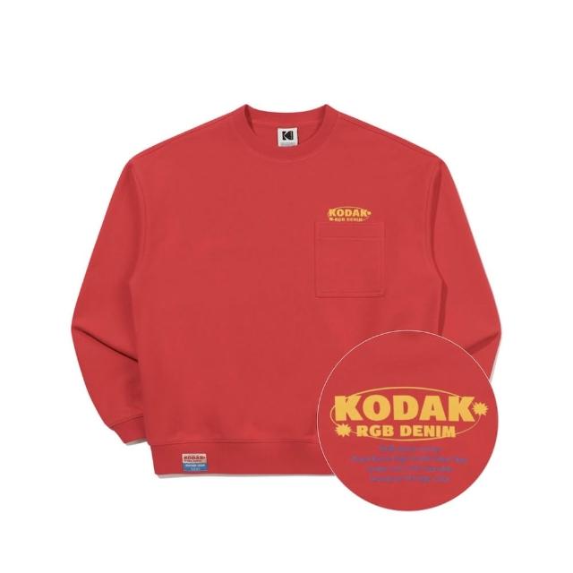 【KODAK Apparel】官方旗艦館 柯達 男女同款 長袖厚T  RGB復古大學T 左胸口袋 RED 紅色 / KB611001RED