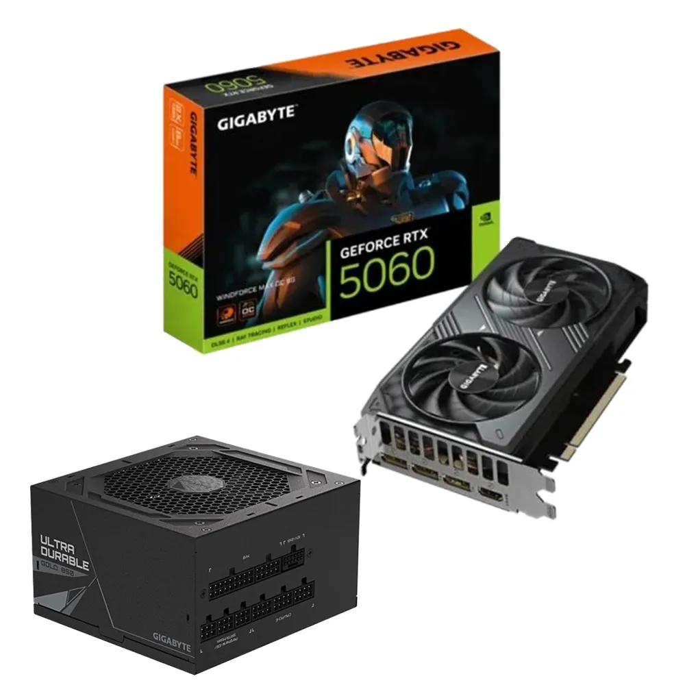 【技嘉】顯卡+電源組★GeForce RTX™ 5060 WINDFORCE MAX OC 8G 顯示卡+技嘉UD850GM PG5 V2 850W金牌電源