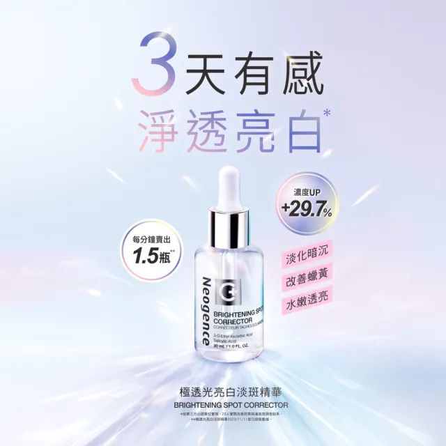 【Neogence 霓淨思】極透光亮白淡斑精華30ml 3入