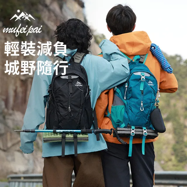 【Starshop】尼龍輕量登山後背包 15.6吋 防潑水雙肩包 大容量戶外徒步背包 出國旅行必備背包 運動健身包