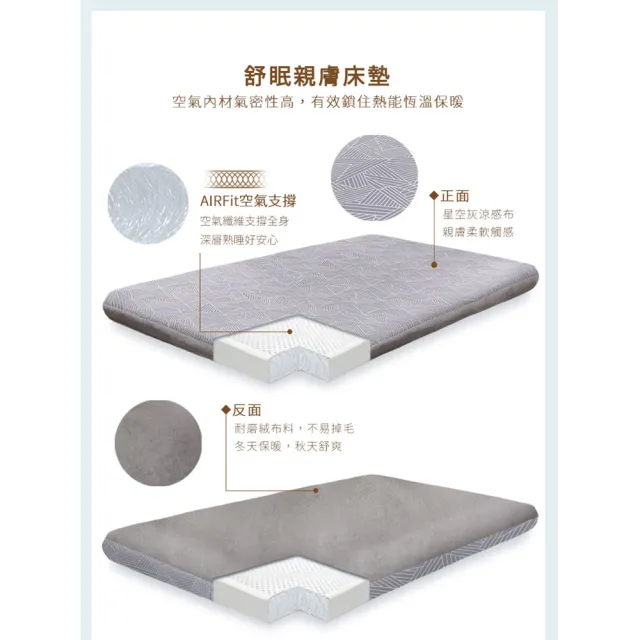 【旭】日本旭川AIRFit氧活力星空灰冬夏兩用空氣涼感床墊 3.2CM 雙人加大