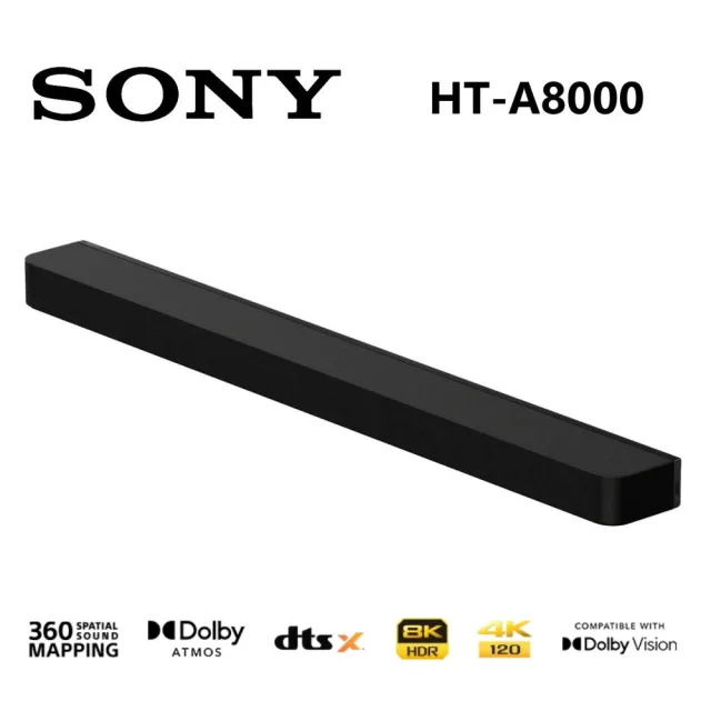 【SONY 索尼】BRAVIA Theatre Bar 8 單件式 家庭劇院 聲霸 HT-A8000 (贈ANKER 行動電源)