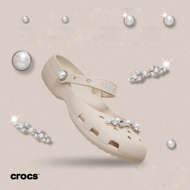 【Crocs】女鞋 經典珍珠芭蕾鞋 洞洞鞋 冰凍米色(213990-2MC)
