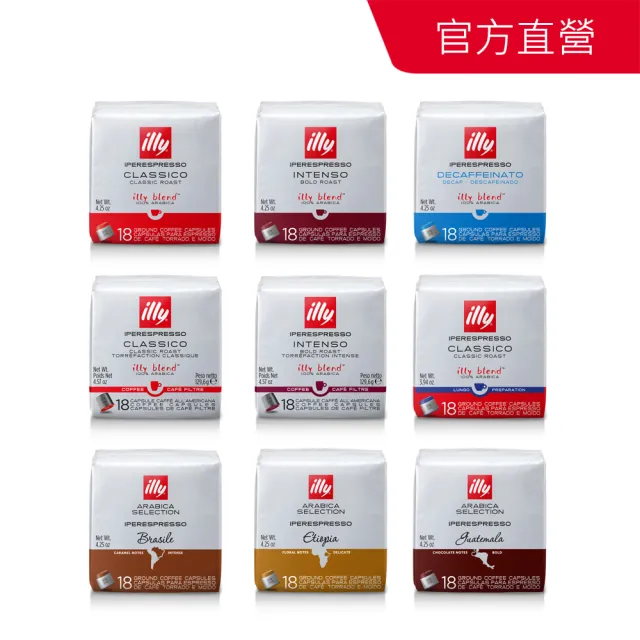 【illy】官方直營 IPERESPRESSO咖啡膠囊(18入/袋) 中焙/深焙/低咖啡因/巴西/衣索比亞/瓜地馬拉/美式/LUNGO