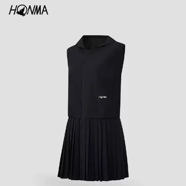 【HONMA 本間高爾夫】女款百摺連衣裙 2026春夏款 日本高爾夫專業品牌(XS~L 棕色/黑色 HWMX903R241)