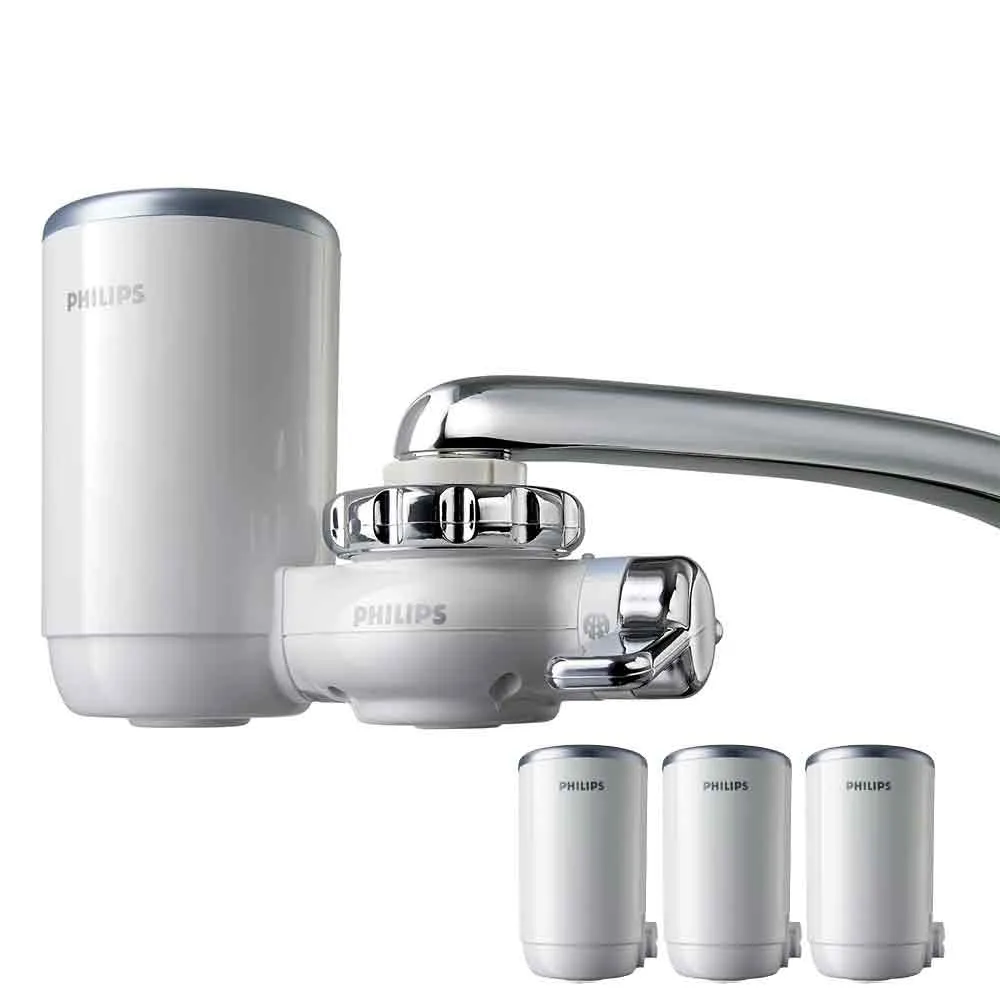 【Philips 飛利浦】日本原裝★5重超濾龍頭式淨水器+濾芯*3 共四芯 WP3812+WP3922x3(龍頭濾水器 廚上淨水)