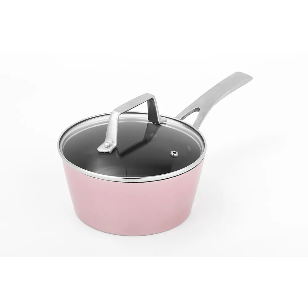 【美國MotherGoose 鵝媽媽】FancyPan 粉品IH導磁不沾湯鍋18cm