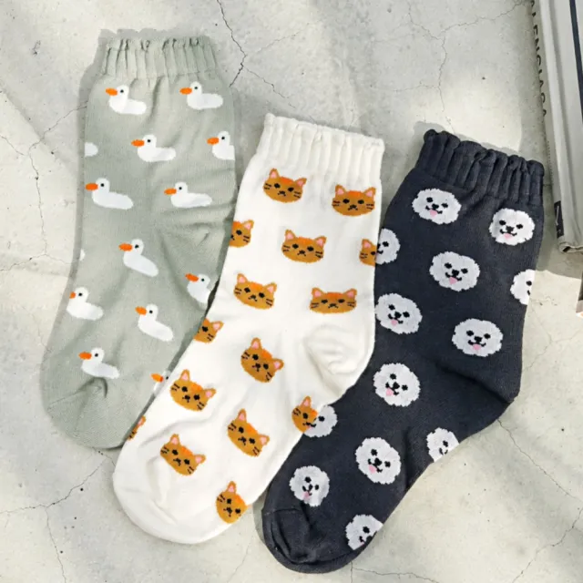 【VOLA 維菈】女襪 百搭動物滿版襪 襪子 中筒襪 棉襪 MIT 台灣製造 長襪 韓風