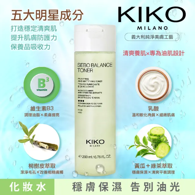 【KIKO MILANO】柔霧控油素顏霜+清爽控油化妝水 2件組(化妝水/素顏霜/保濕/控油/水凝霜/妝前/飾底乳)
