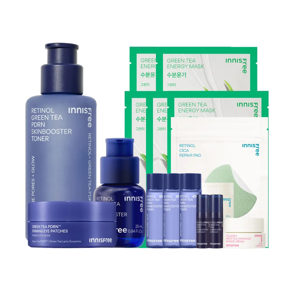 【innisfree】A醇PDRN全面水光撫紋組(安瓶25ml、化妝水170ml、眼膜90片）